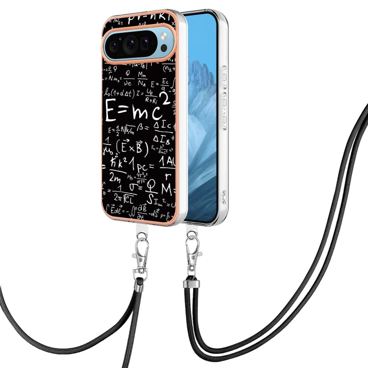 For Google Pixel 9 / 9 Pro Electroplating Dual-side IMD Phone Case with Lanyard(Equation) by buy2fix