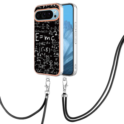 For Google Pixel 9 / 9 Pro Electroplating Dual-side IMD Phone Case with Lanyard(Equation) by buy2fix