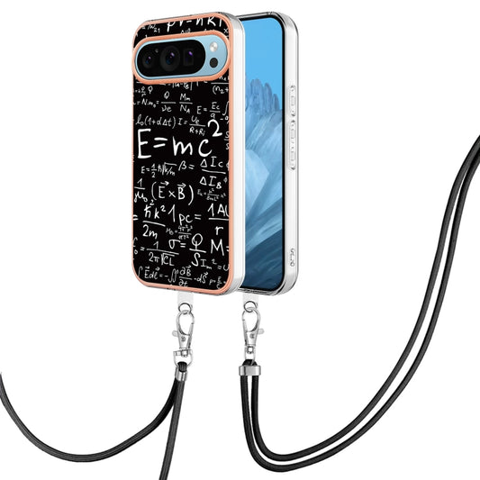 For Google Pixel 9 / 9 Pro Electroplating Dual-side IMD Phone Case with Lanyard(Equation) by buy2fix