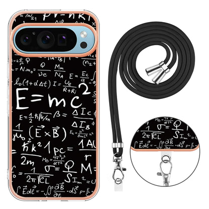 For Google Pixel 9 / 9 Pro Electroplating Dual-side IMD Phone Case with Lanyard(Equation) by buy2fix