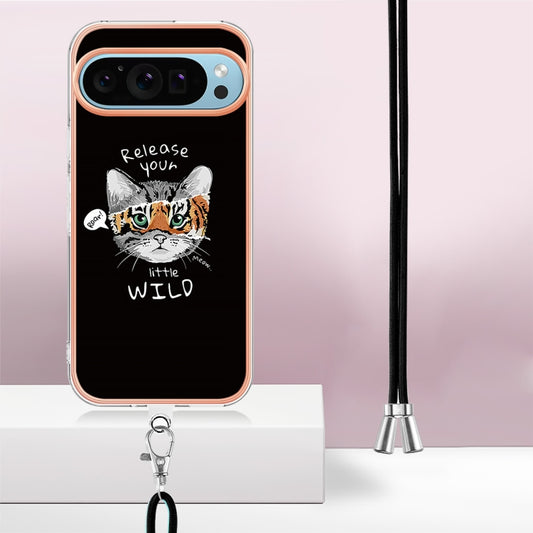 For Google Pixel 9 / 9 Pro Electroplating Dual-side IMD Phone Case with Lanyard(Natural Growth) by buy2fix