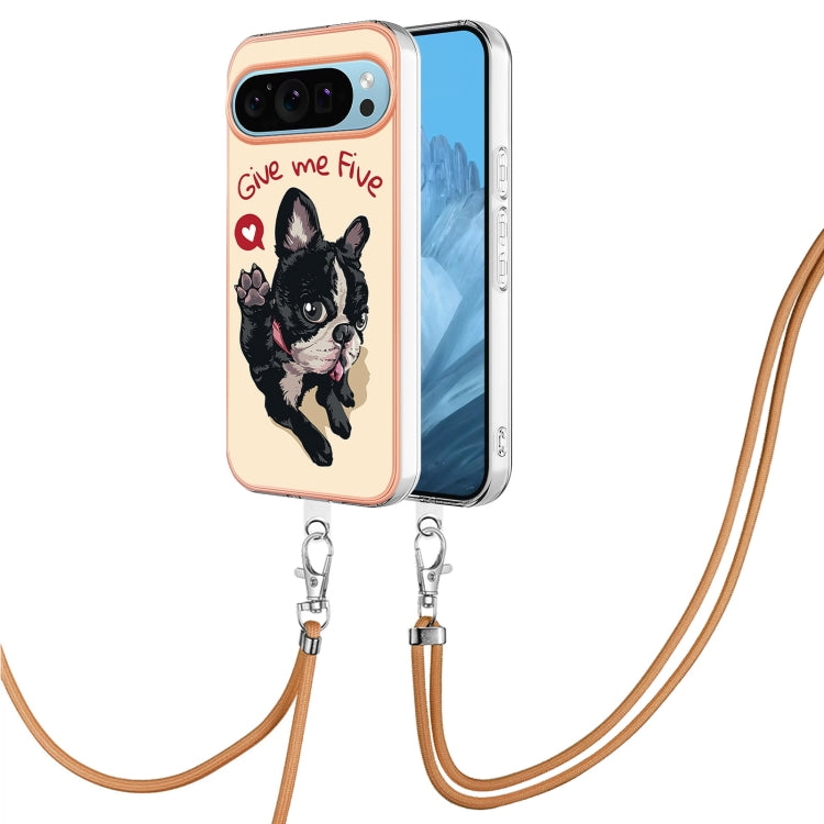 For Google Pixel 9 / 9 Pro Electroplating Dual-side IMD Phone Case with Lanyard(Lucky Dog) by buy2fix
