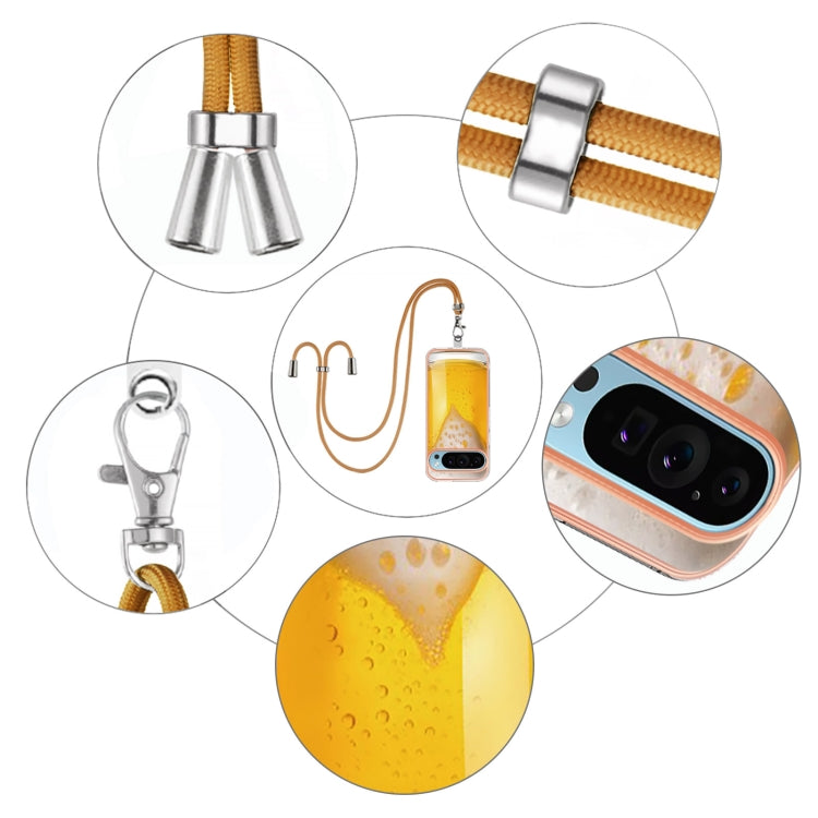 For Google Pixel 9 / 9 Pro Electroplating Dual-side IMD Phone Case with Lanyard(Draft Beer) by buy2fix