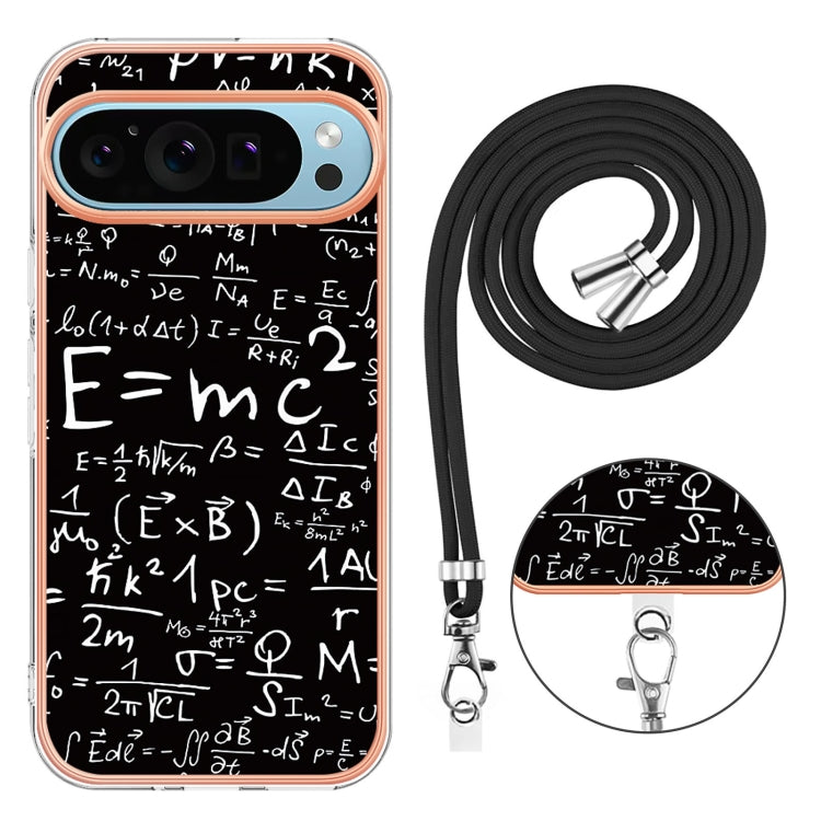 For Google Pixel 9 Pro XL Electroplating Dual-side IMD Phone Case with Lanyard(Equation) by buy2fix