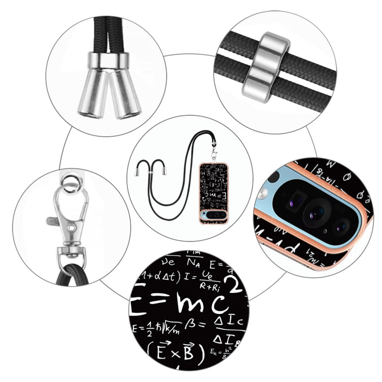 For Google Pixel 9 Pro XL Electroplating Dual-side IMD Phone Case with Lanyard(Equation) by buy2fix