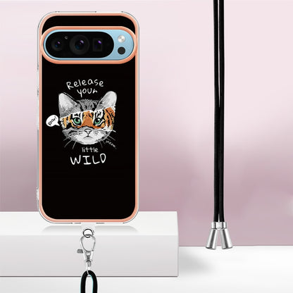 For Google Pixel 9 Pro XL Electroplating Dual-side IMD Phone Case with Lanyard(Natural Growth) by buy2fix