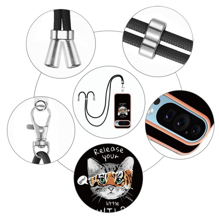 For Google Pixel 9 Pro XL Electroplating Dual-side IMD Phone Case with Lanyard(Natural Growth) by buy2fix