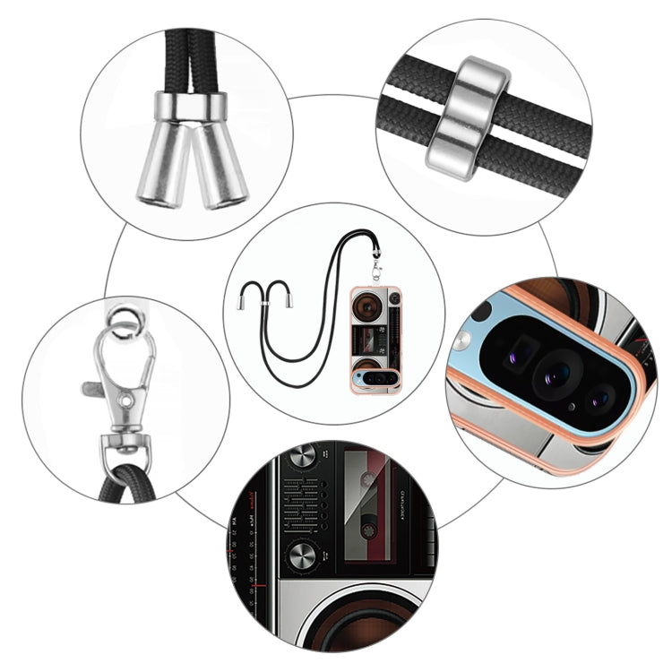 For Google Pixel 9 Pro XL Electroplating Dual-side IMD Phone Case with Lanyard(Retro Radio) by buy2fix