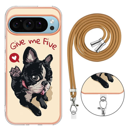 For Google Pixel 9 Pro XL Electroplating Dual-side IMD Phone Case with Lanyard(Lucky Dog) by buy2fix