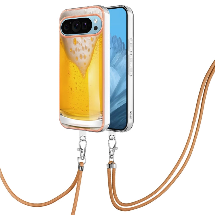 For Google Pixel 9 Pro XL Electroplating Dual-side IMD Phone Case with Lanyard(Draft Beer) by buy2fix