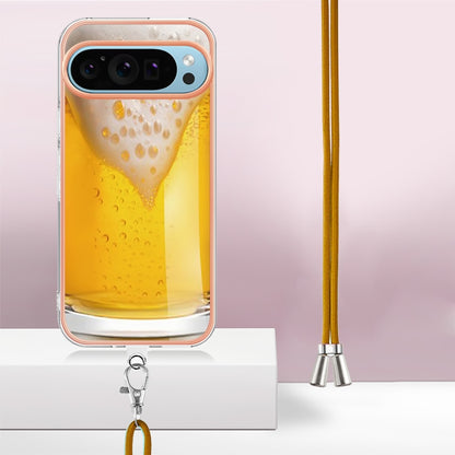 For Google Pixel 9 Pro XL Electroplating Dual-side IMD Phone Case with Lanyard(Draft Beer) by buy2fix