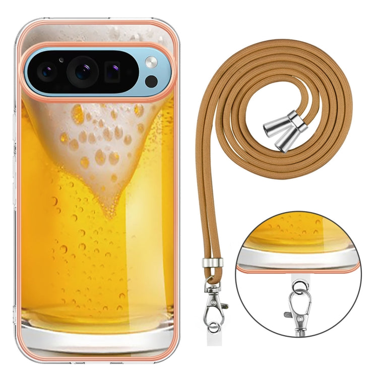 For Google Pixel 9 Pro XL Electroplating Dual-side IMD Phone Case with Lanyard(Draft Beer) by buy2fix