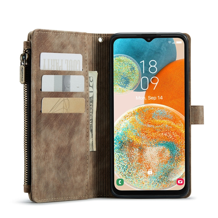 For Samsung Galaxy A23 CaseMe C30 Card Slots Zipper Wallet Leather Phone Case(Brown) by CaseMe