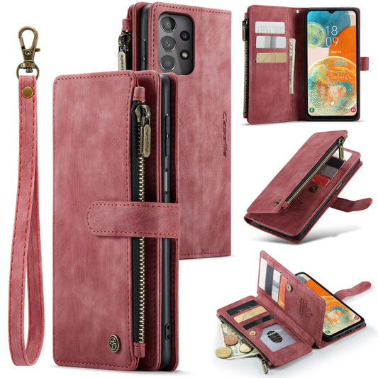 For Samsung Galaxy A23 CaseMe C30 Card Slots Zipper Wallet Leather Phone Case(Red) by CaseMe