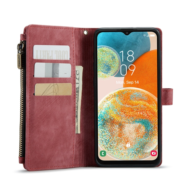 For Samsung Galaxy A23 CaseMe C30 Card Slots Zipper Wallet Leather Phone Case(Red) by CaseMe