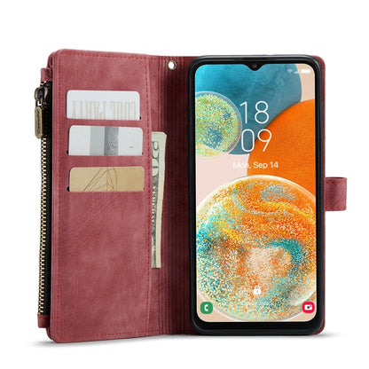 For Samsung Galaxy A23 CaseMe C30 Card Slots Zipper Wallet Leather Phone Case(Red) by CaseMe