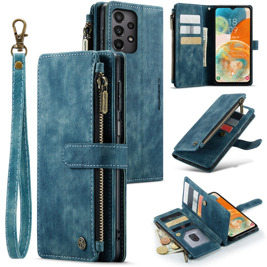 For Samsung Galaxy A23 CaseMe C30 Card Slots Zipper Wallet Leather Phone Case(Blue) by CaseMe