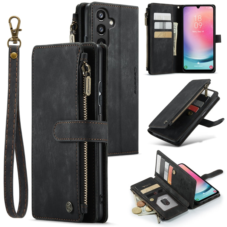 For Samsung Galaxy A24 4G CaseMe C30 Card Slots Zipper Wallet Leather Phone Case(Black) by CaseMe