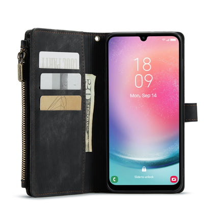 For Samsung Galaxy A24 4G CaseMe C30 Card Slots Zipper Wallet Leather Phone Case(Black) by CaseMe