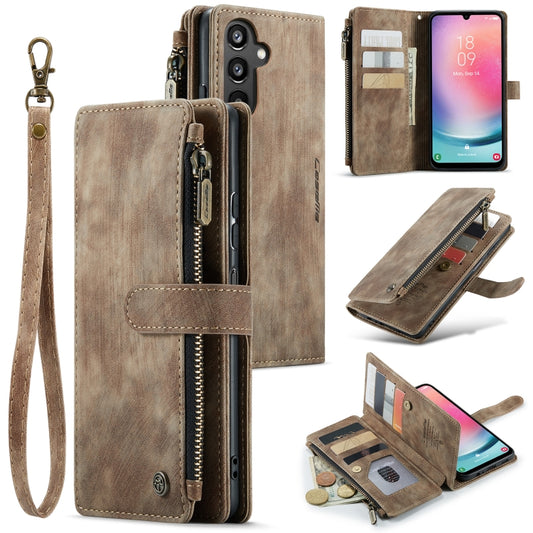 For Samsung Galaxy A24 4G CaseMe C30 Card Slots Zipper Wallet Leather Phone Case(Brown) by CaseMe