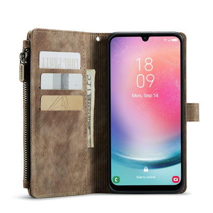 For Samsung Galaxy A24 4G CaseMe C30 Card Slots Zipper Wallet Leather Phone Case(Brown) by CaseMe