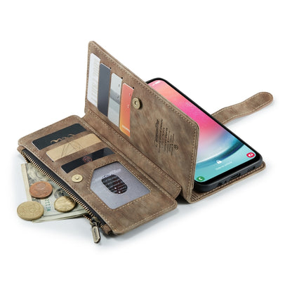 For Samsung Galaxy A24 4G CaseMe C30 Card Slots Zipper Wallet Leather Phone Case(Brown) by CaseMe