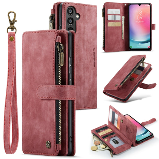 For Samsung Galaxy A24 4G CaseMe C30 Card Slots Zipper Wallet Leather Phone Case(Red) by CaseMe