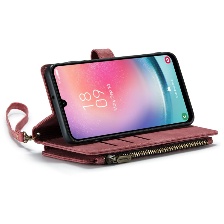 For Samsung Galaxy A24 4G CaseMe C30 Card Slots Zipper Wallet Leather Phone Case(Red) by CaseMe