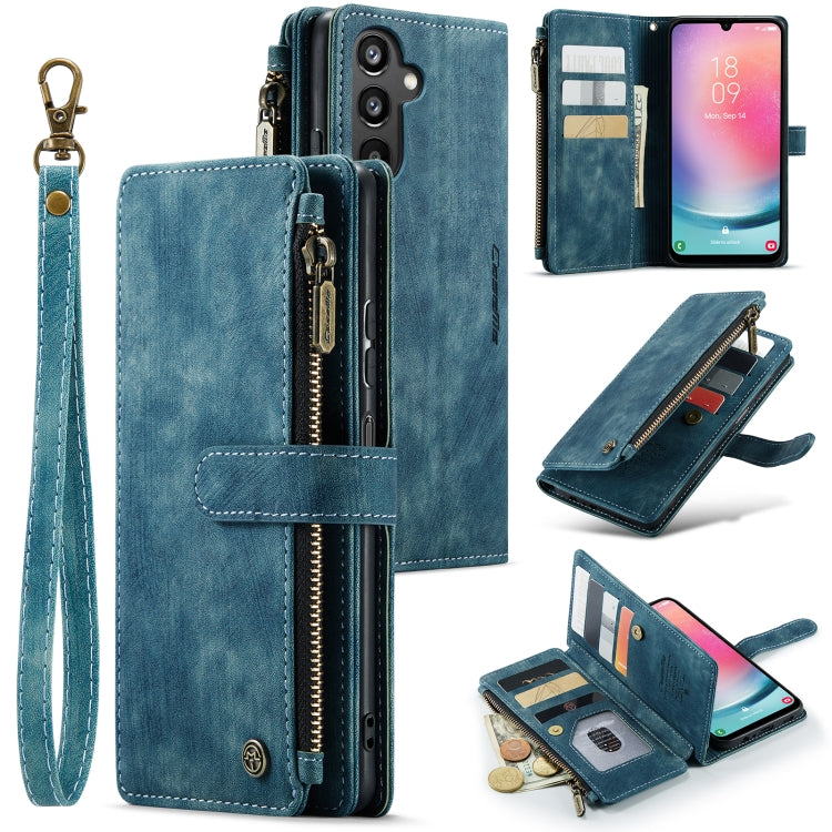 For Samsung Galaxy A24 4G CaseMe C30 Card Slots Zipper Wallet Leather Phone Case(Blue) by CaseMe