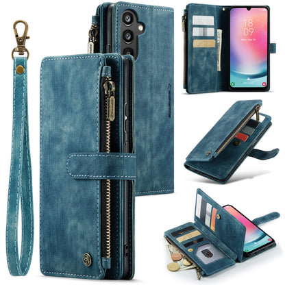 For Samsung Galaxy A24 4G CaseMe C30 Card Slots Zipper Wallet Leather Phone Case(Blue) by CaseMe