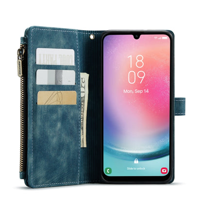 For Samsung Galaxy A24 4G CaseMe C30 Card Slots Zipper Wallet Leather Phone Case(Blue) by CaseMe