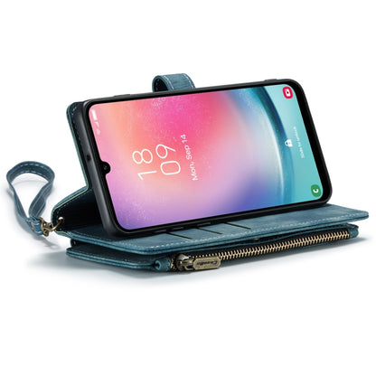 For Samsung Galaxy A24 4G CaseMe C30 Card Slots Zipper Wallet Leather Phone Case(Blue) by CaseMe