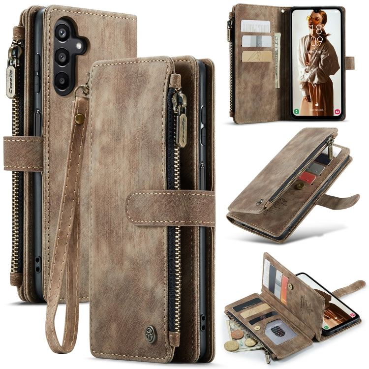For Samsung Galaxy A15 CaseMe C30 Card Slots Zipper Wallet Leather Phone Case(Brown) by CaseMe