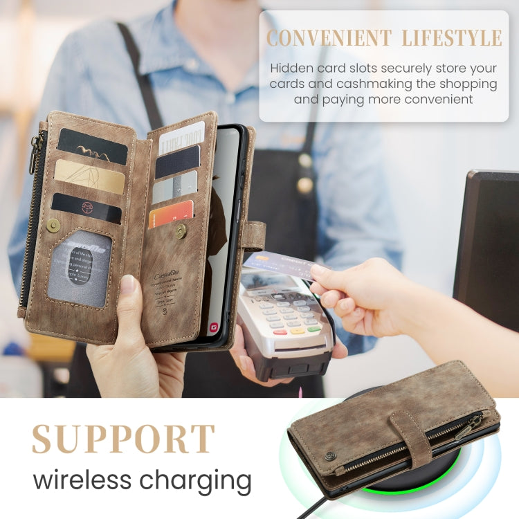 For Samsung Galaxy A15 CaseMe C30 Card Slots Zipper Wallet Leather Phone Case(Brown) by CaseMe