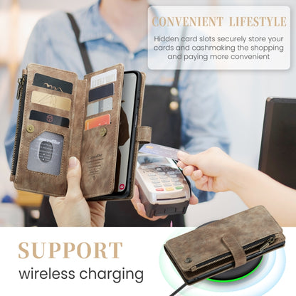 For Samsung Galaxy A15 CaseMe C30 Card Slots Zipper Wallet Leather Phone Case(Brown) by CaseMe