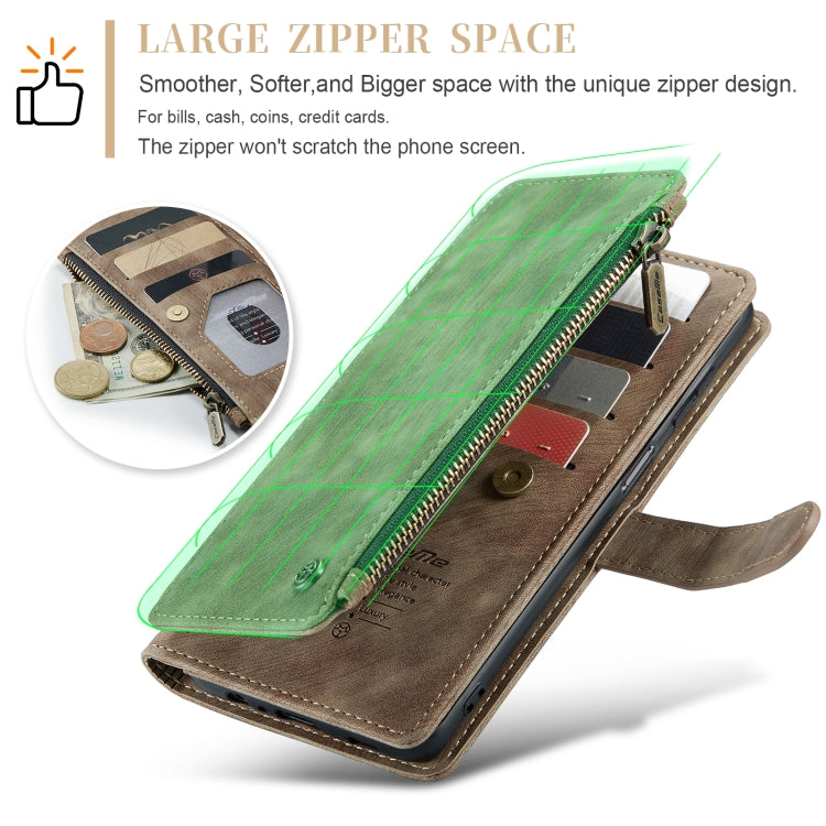 For Samsung Galaxy A15 CaseMe C30 Card Slots Zipper Wallet Leather Phone Case(Brown) by CaseMe