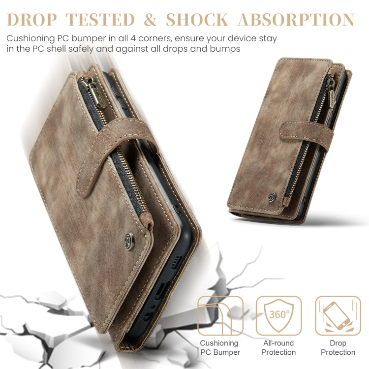 For Samsung Galaxy A15 CaseMe C30 Card Slots Zipper Wallet Leather Phone Case(Brown) by CaseMe