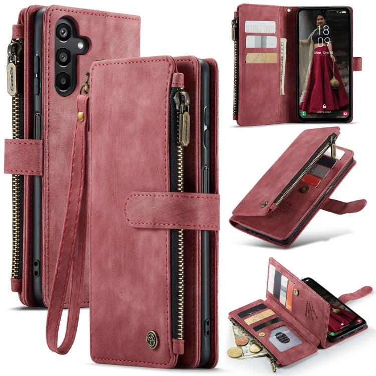For Samsung Galaxy A15 CaseMe C30 Card Slots Zipper Wallet Leather Phone Case(Red) by CaseMe