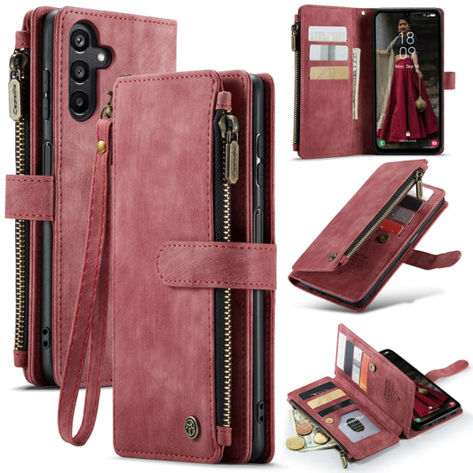For Samsung Galaxy A15 CaseMe C30 Card Slots Zipper Wallet Leather Phone Case(Red) by CaseMe
