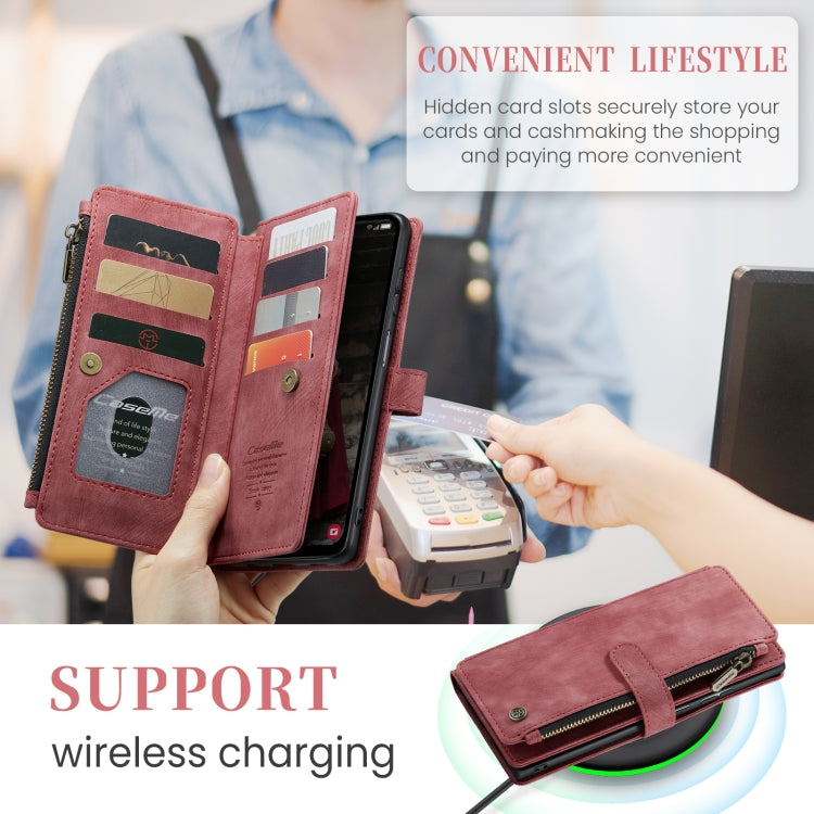 For Samsung Galaxy A15 CaseMe C30 Card Slots Zipper Wallet Leather Phone Case(Red) by CaseMe