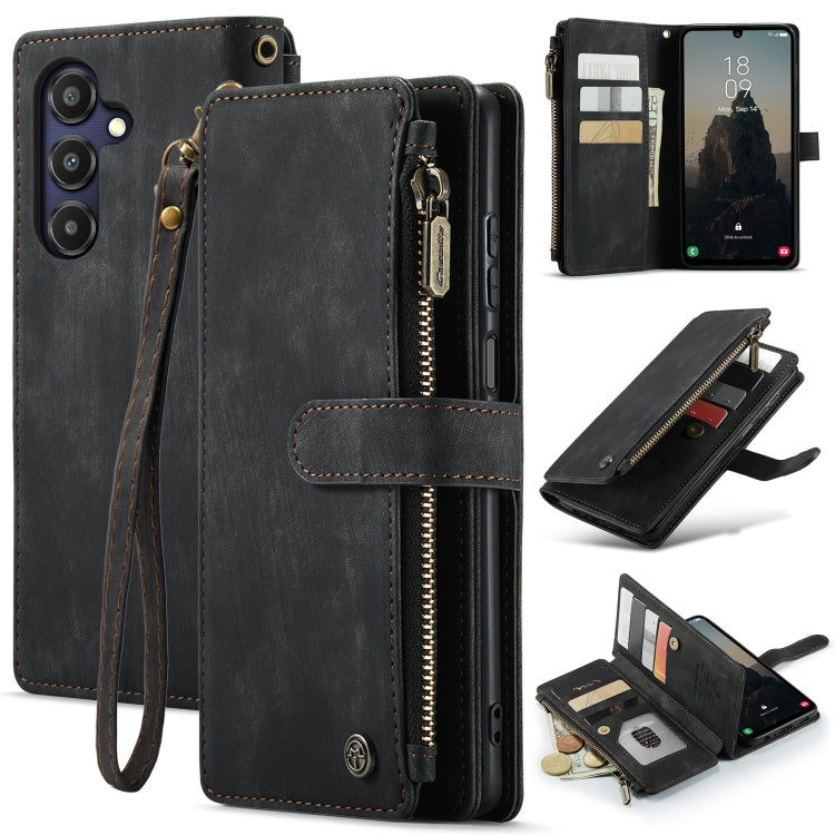 For Samsung Galaxy A25 4G CaseMe C30 Card Slots Zipper Wallet Leather Phone Case(Black) by CaseMe