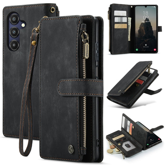 For Samsung Galaxy A25 4G CaseMe C30 Card Slots Zipper Wallet Leather Phone Case(Black) by CaseMe