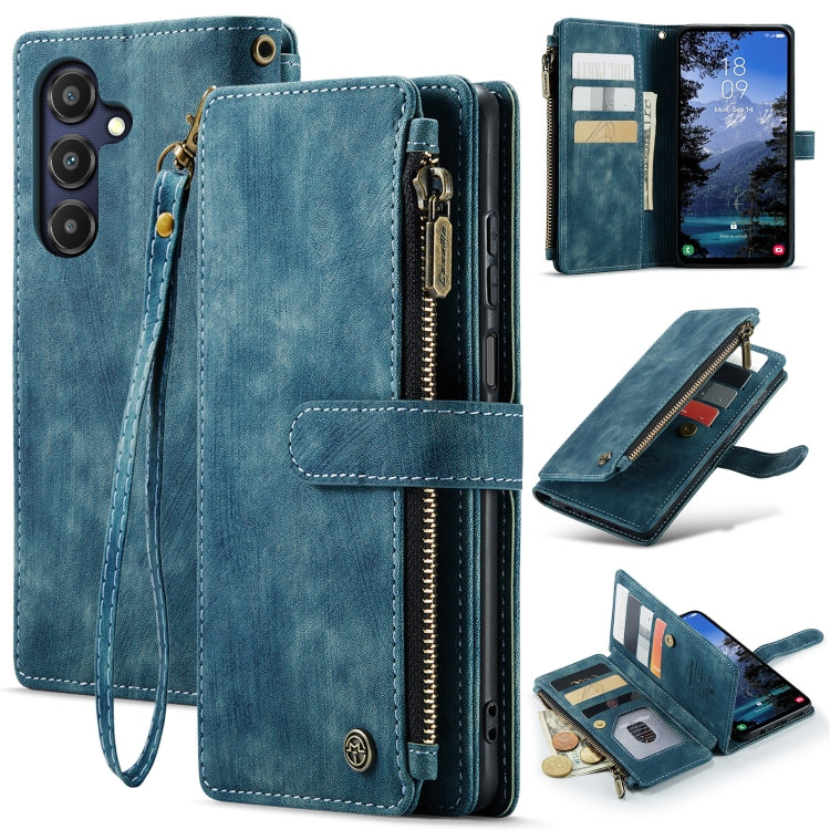 For Samsung Galaxy A25 4G CaseMe C30 Card Slots Zipper Wallet Leather Phone Case(Blue) by CaseMe