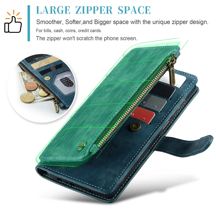 For Samsung Galaxy A25 4G CaseMe C30 Card Slots Zipper Wallet Leather Phone Case(Blue) by CaseMe
