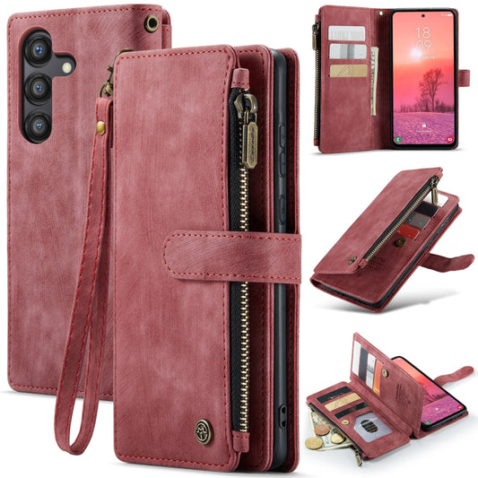 For Samsung Galaxy A35 5G CaseMe C30 Card Slots Zipper Wallet Leather Phone Case(Red) by CaseMe