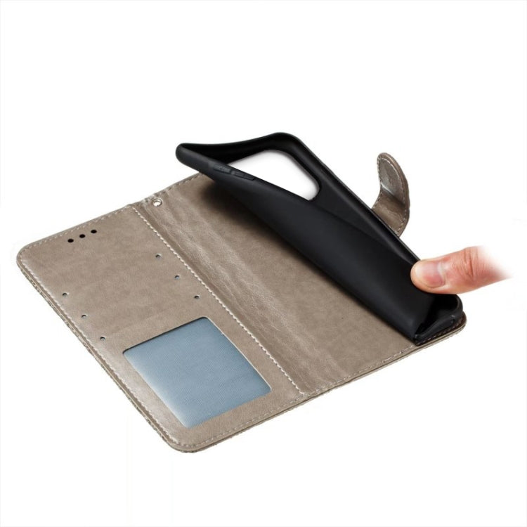 For iPhone 16 Pro Lace Flower Embossing Flip Leather Phone Case(Grey) by buy2fix