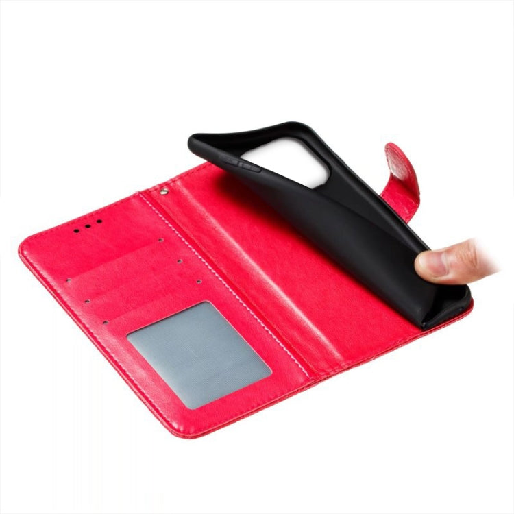 For iPhone 16 Pro Lace Flower Embossing Flip Leather Phone Case(Red) by buy2fix