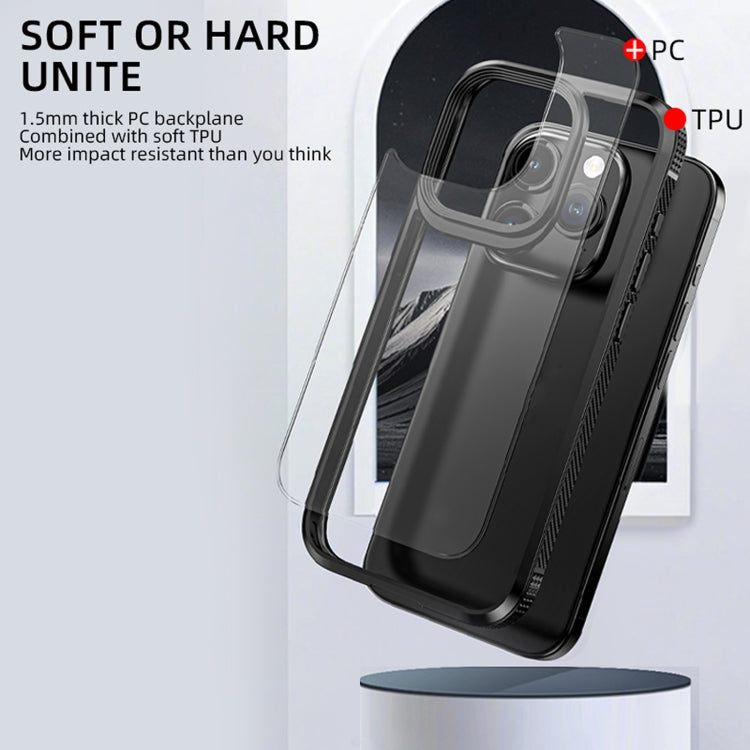 For iPhone 15 Pro iPAKY MG Series Transparent PC+TPU Phone Case(Black) - iPhone 15 Pro Cases by iPAKY | Online Shopping UK | buy2fix