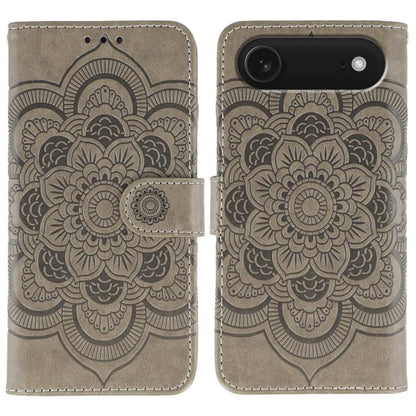 For iPhone Air Sun Mandala Embossing Leather Phone Case(Grey) - iPhone Air Cases by buy2fix | Online Shopping UK | buy2fix