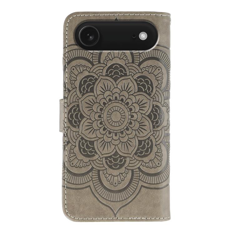 For iPhone Air Sun Mandala Embossing Leather Phone Case(Grey) - iPhone Air Cases by buy2fix | Online Shopping UK | buy2fix